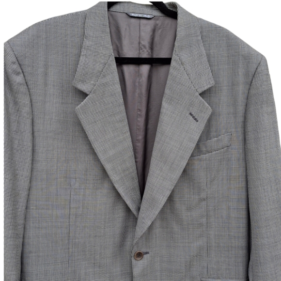 Canali Proposta Gray Houndstooth Dinner Jacket Made in Italy Men Size US 44R - Picture 3 of 13